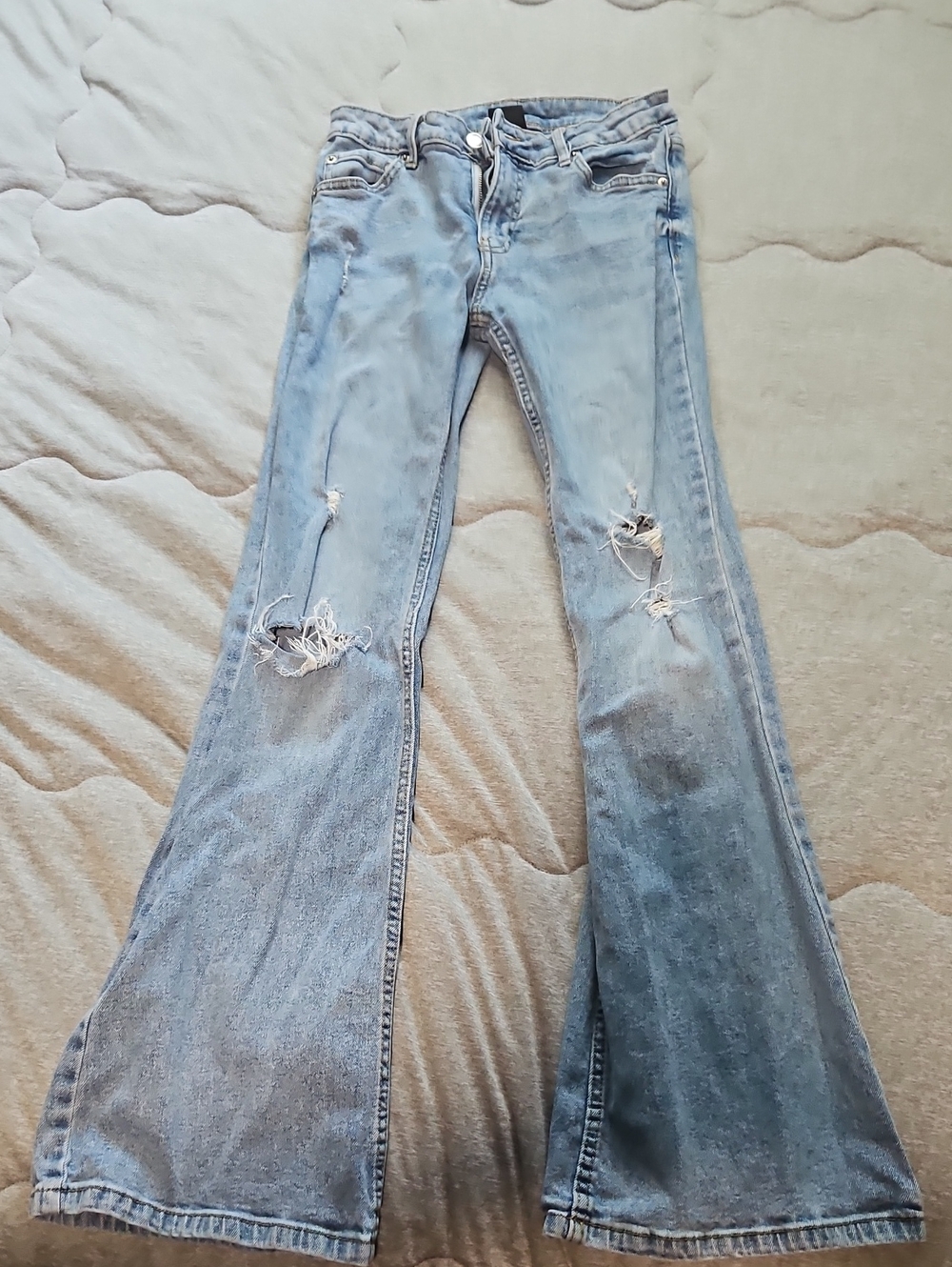 91. No Boundaries Light Blue Distressed Flare Jeans